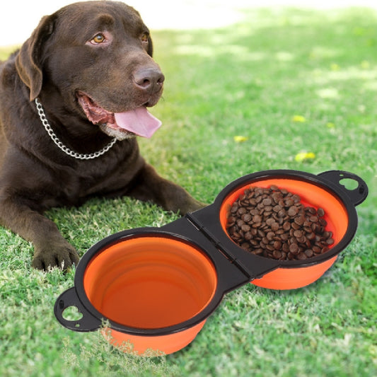 Silicone Portable Outdoor Pet Folding Out Feeder One Dog Bowl